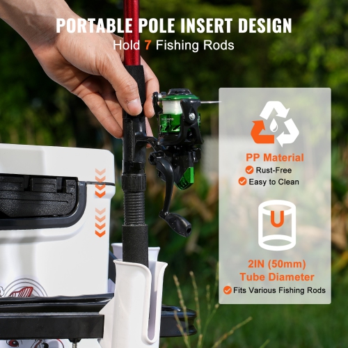 VEVOR 200 lbs Load Capacity,Beach Fishing Cart, Fish and Marine Cart with Two 11" Big Wheels Rubber Balloon Tires for Sand, Heavy-Duty Steel Pier