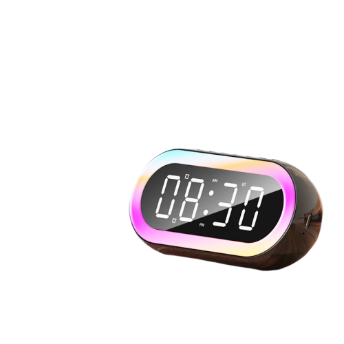 Modern digital alarm clock with RGB night light RGB mood light stereo surround sound colorful HD speakers