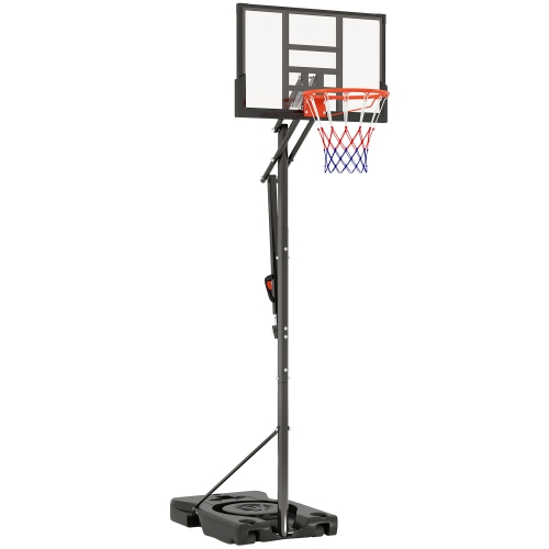 SOOZIER  Portable Basketball Hoop Outdoor, 4.4-10Ft Adjustable Basketball Goal \w 44.5" Shatterproof Backboard, 18" Rim, Wheels And Fillable Base