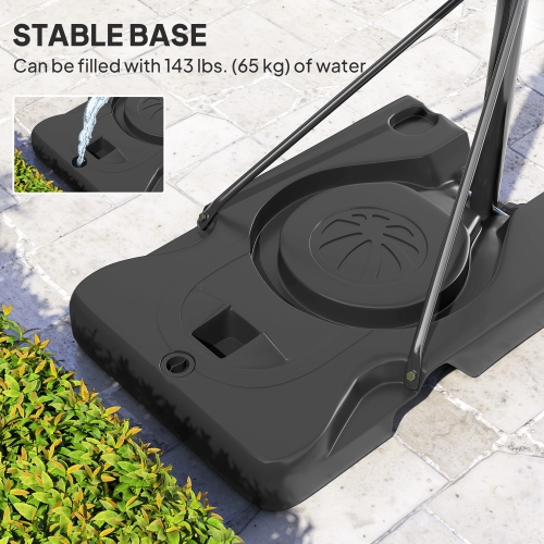 Panier de basketball portatif d'extérieur, but de basketball réglable 4,4-10 pi de Soozier avec panneau incassable de 44,5 po, jante de