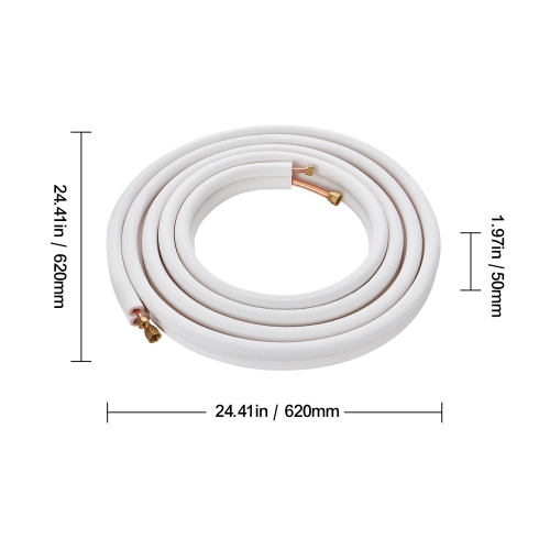 VEVOR 25FT Mini Split Line Set, 1/4" & 1/2" O.D Copper Pipes Tubing and Triple-Layer Insulation, for Mini Split Air Conditioning Refrigerant or