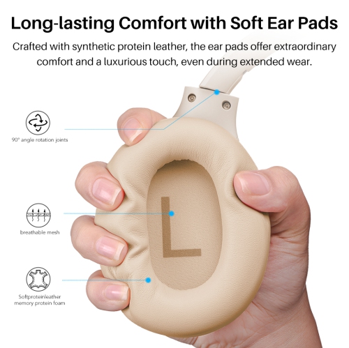 TOZO HT2 Hybrid Active Noise Cancelling Headphones, Wireless Over Ear Bluetooth Headphones, 60H Playtime, Hi-Res Audio Custom EQ via App Deep Bass