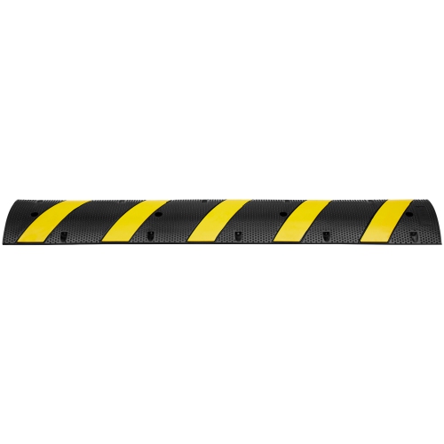 VEVOR 72'' Rubber Speed Bump, Dual Channel, Supports up to 22000 lbs,Traffic Speed Hump with Yellow Reflective Strip,Includes 4 Expansion Screws &