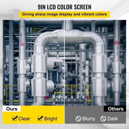 Caméra VEVOR 150&nbsp;pi ewer, caméra d'inspection de pipeline avec écran de 9 pouces, caméra étanche IP68 Borescope avec 12 LED réglables, carte