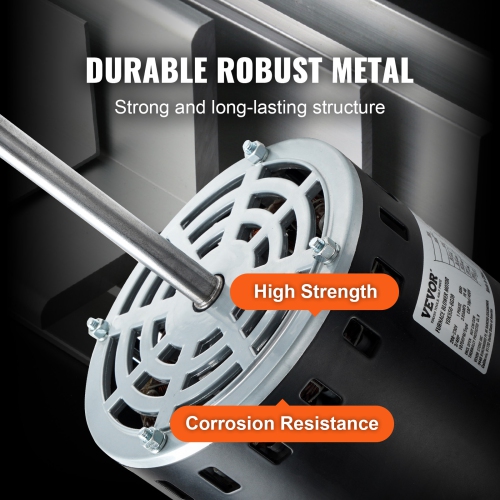 VEVOR 3/4HP Furnace Blower Motor, 208/230V 3.85Amps, 1075RPM 5 Speeds, CW/CCW Rotation, 48 Frame 4.8" Shaft Length, 10渭F/450V Capacitor + 11" Hold