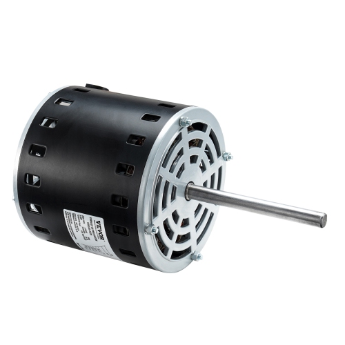 VEVOR 3/4HP Furnace Blower Motor, 208/230V 3.85Amps, 1075RPM 5 Speeds, CW/CCW Rotation, 48 Frame 4.8" Shaft Length, 10渭F/450V Capacitor + 11" Hold