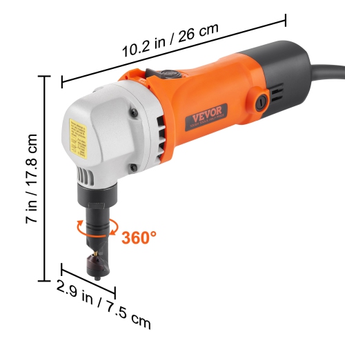 VEVOR 550W Sheet Metal Nibbler, Powerful 2200 RPM High Speed, 360 Degree Rotation Electric Nibbler Metal Cutter, Straight Curve and Circle Cutting