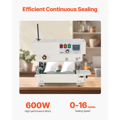 VEVOR 0.24-0.47 in/6-12 mm Seal Width, Continuous Bag Band Sealing Machine, Vertical Band Sealer Machine with Digital Temperature Control, for