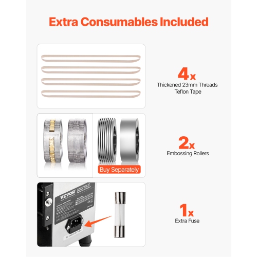 VEVOR 0.24-0.47 in/6-12 mm Seal Width, Continuous Bag Band Sealing Machine, Vertical Band Sealer Machine with Digital Temperature Control, for