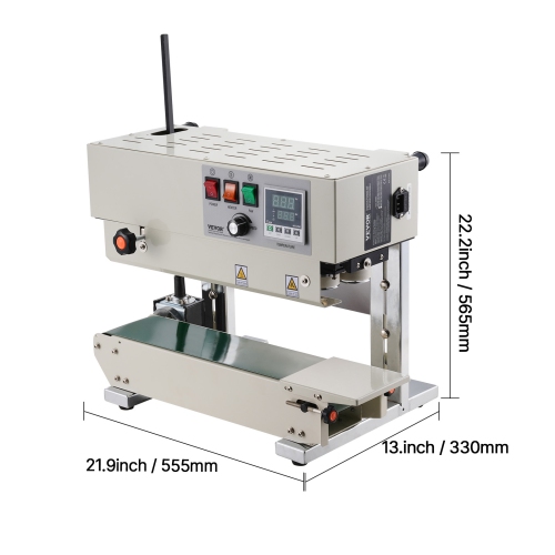 VEVOR 0.24-0.47 in/6-12 mm Seal Width, Continuous Bag Band Sealing Machine, Vertical Band Sealer Machine with Digital Temperature Control, for