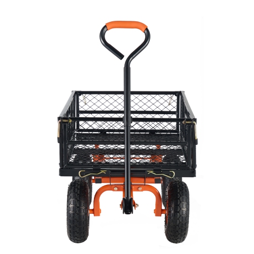 VEVOR 400 lbs Load Capacity Garden Cart, Sturdy Metal Utility Wagon with Simple Assembly, Versatile Dump Cart with Dual-Function Handle, Wheelbarrow,