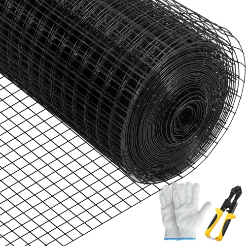 VEVOR 36 x 50\' & 1x1 Hardware Cloth, Galvanized Steel Vinyl Coated 16 Gauge Chicken Wire Fencing with A Cutting Plier & A Pair of Fabric Gloves, for