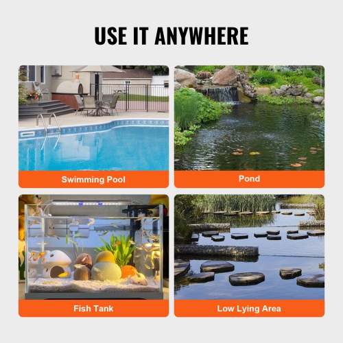 VEVOR 1 HP Utility Pump, 4000 GPH High Flow, 31 ft Head, Sump Pump Submersible Water Pump Portable Utility Pump with 10 ft Long Power Cord for