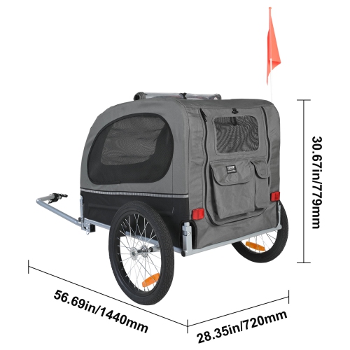 VEVOR Dog Bike Trailer, Supports up to 88 lbs, Pet Cart Bicycle Carrier, Easy Folding Frame with Quick Release Wheels, Universal Bicycle Coupler,