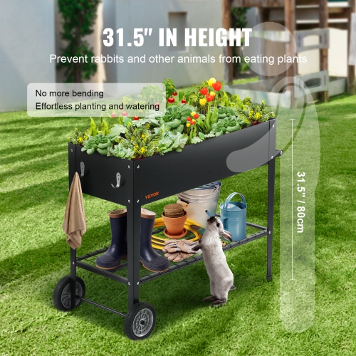 VEVOR 42.5 x 19.5 x 31.5 inch Galvanized Metal Planter Box, Elevated Outdoor Planting Boxes with Legs, for Growing Flowers/Vegetables/Herbs in
