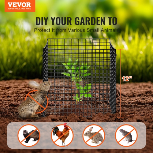 VEVOR 10 Pack Plant Protector from Animals, 12'' x 12'' Chicken Plant Protector, Plant Cages for Plants, Flowers & Vegetables, Keeps Bunny Chicken