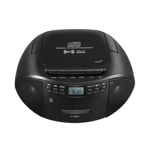 Portable CD & Cassette Player Boombox,Casette Tape Recorder with Remote,AM FM Radio,USB Playback with Earphone Jack,Bluetooth Speaker,CD Player for