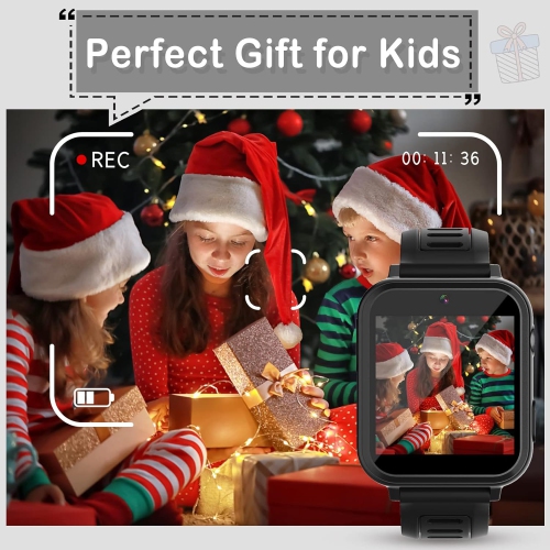 Montre intelligente pour petits garçons et filles, montres intelligentes Jouets avec 24 jeux Caméra Enregistreur vidéo Calendrier Alarme musique