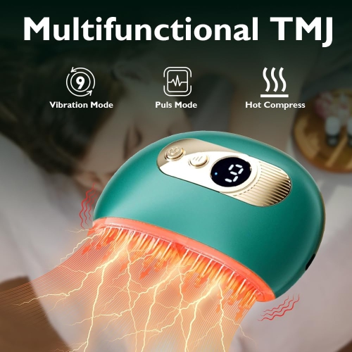 Portable TMJ & Neck Massager with Vibrating & Heating & PulsMode,Electric TMJ Massage Tool for Jaw & Neck Pain Relief,Red Light Gua Sha Massager