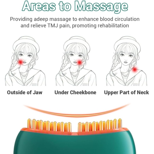 Portable TMJ & Neck Massager with Vibrating & Heating & PulsMode,Electric TMJ Massage Tool for Jaw & Neck Pain Relief,Red Light Gua Sha Massager