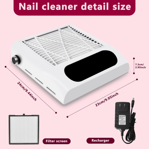 Nail Dust Collector for Acrylic Nails,Portable Nail Dust Vacuum,Powerful Nail Vacuum Suction Fan,Dust Extractor Manicure Tool for Acrylic Nail