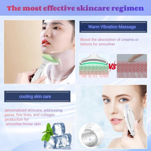 Face and Neck Beauty Device, Skin Care Facial Massager, Multi-Function 6 in 1 Light Therapy Face Contouring Tool for Daily Skin Care at Home