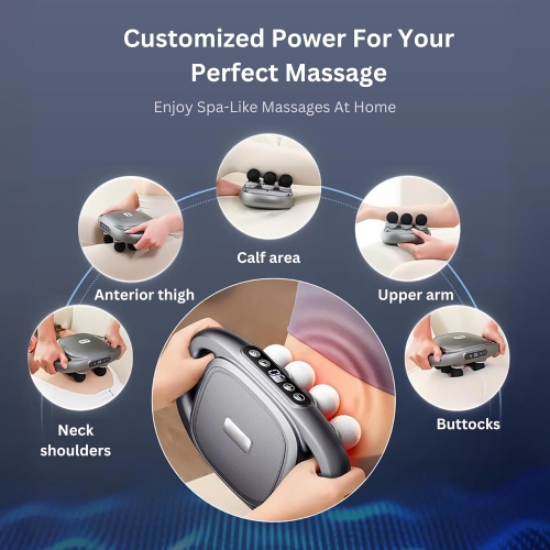 8-head fascia gun muscle massager with strong force for the whole body, upper and lower legs, electric multi-head massage gun——White