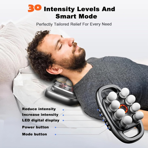 8-head fascia gun muscle massager with strong force for the whole body, upper and lower legs, electric multi-head massage gun——White