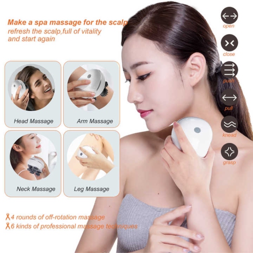 Electric Smart Head Scalp Massager Health Care Relaxation Neck Body Massage Kneading Vibrator Red Light Nourishing Hair_White