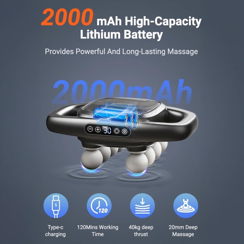 8-head fascia gun muscle massager with strong force for the whole body, upper and lower legs, electric multi-head massage gun——black