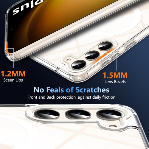 Étui transparent pour S23 Plus de Samsung avec pare-chocs antichoc, couvercle transparent durable avec protection antichoc