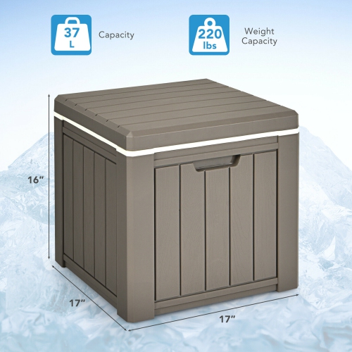 Gymax Patio 10 Gallon Ice Cube Cooler Box Table Stool Storage W/Handle