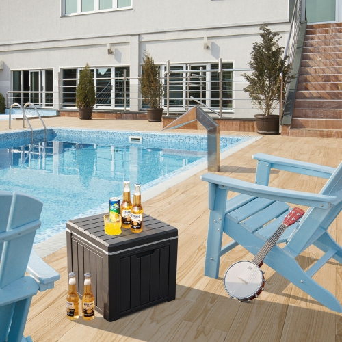 Gymax Patio 10 Gallon Ice Cube Cooler Box Table Stool Storage W/Handle