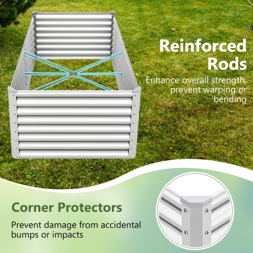 Gymax 2 PCS Raised Garden Bed Large Metal Planter Box Kit for Vegetable Herb 6' x 3' x 2'