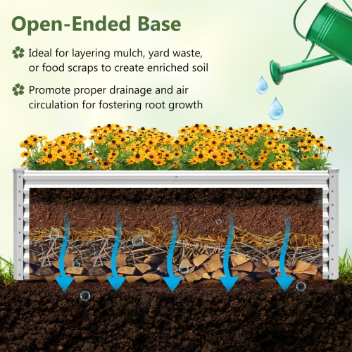 Gymax 2 PCS Raised Garden Bed Large Metal Planter Box Kit for Vegetable Herb 6' x 3' x 2'