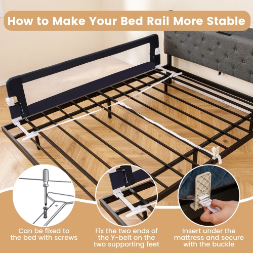 Gymax 71'' Toddler Foldable Bed Rail w/ Adjustable Safety Strap Bedrail Guard