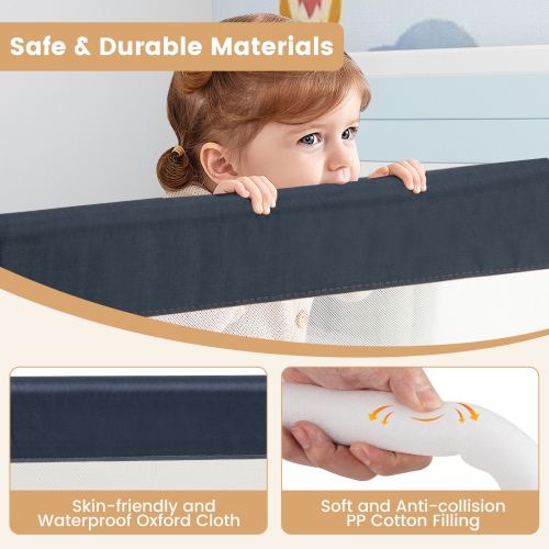 Gymax 71'' Toddler Foldable Bed Rail w/ Adjustable Safety Strap Bedrail Guard