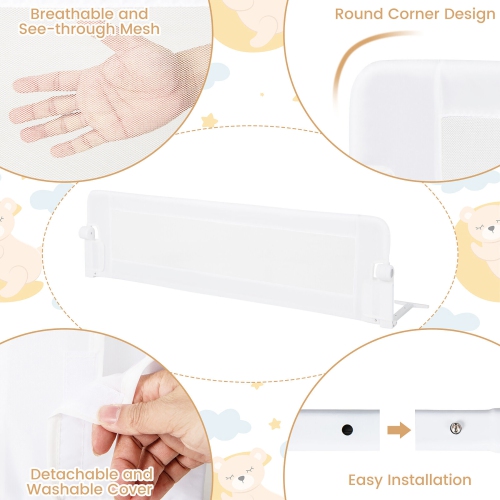 Gymax Bed Rail Guard for Toddlers 60'' & for Crib Twin Double Queen & King Size Bed