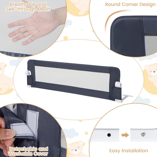 Gymax Bed Rail Guard for Toddlers 60'' & for Crib Twin Double Queen & King Size Bed