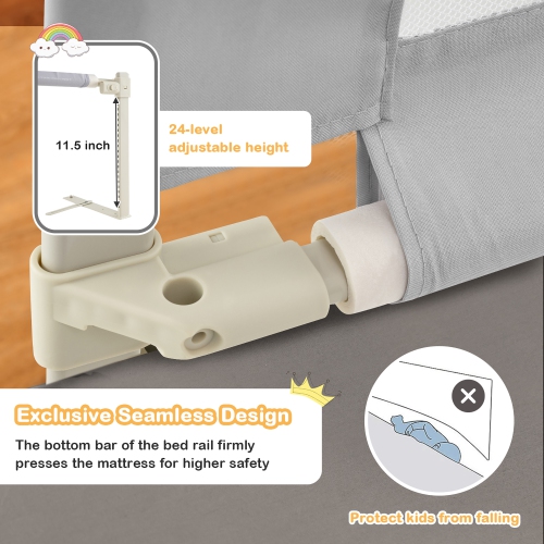 Gymax 2PCS 47'' Bed Rails for Toddlers Vertical Lifting Baby Bed Rail Guard w/Lock Gray