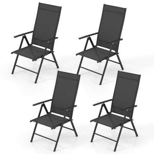 Gymax 4PCS Patio Folding Dining Chair w/ 7-Level Adjustable High Backrest for Garden