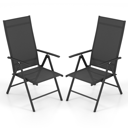 Gymax 4PCS Patio Folding Dining Chair w/ 7-Level Adjustable High Backrest for Garden