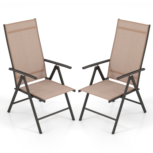 Gymax 4PCS Patio Folding Dining Chair w/ 7-Level Adjustable High Backrest for Garden