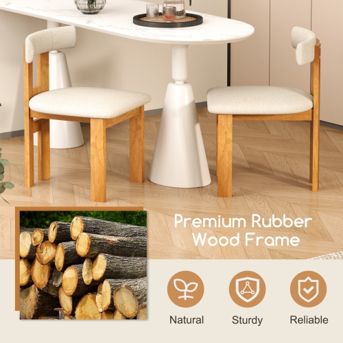 Gymax Dining Chair Set of 4 Upholstered Kitchen Chair w/ Padded Seat & Curved Backrest