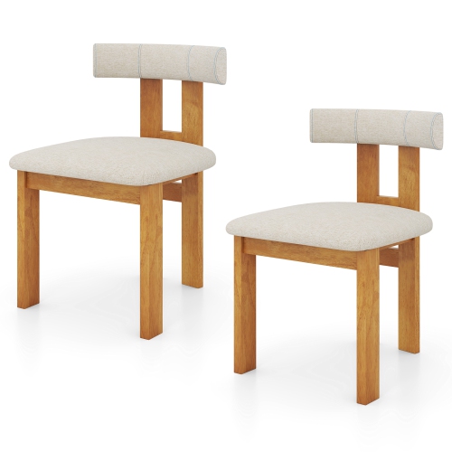 Gymax Dining Chair Set of 4 Upholstered Kitchen Chair w/ Padded Seat & Curved Backrest