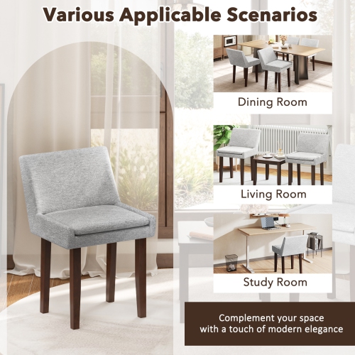 Gymax Modern Dining Chair Set of 2 w/ Mid Back & Cushioned Seat Solid Wood Legs