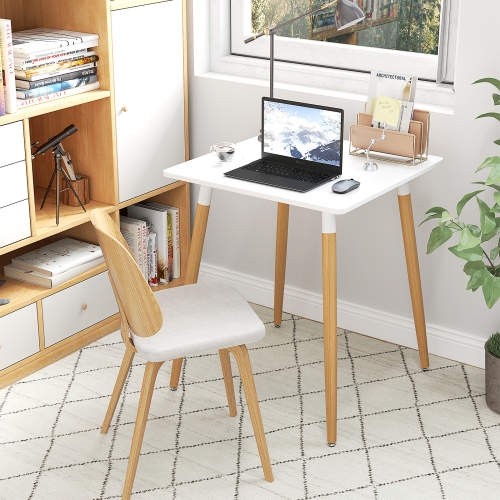 Gymax Square Dining Table Farmhouse Minimalist Dinner Table w/ Sturdy Metal Legs