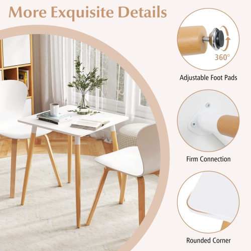 Gymax Square Dining Table Farmhouse Minimalist Dinner Table w/ Sturdy Metal Legs