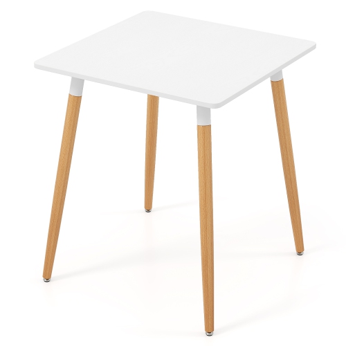 Gymax Square Dining Table Farmhouse Minimalist Dinner Table w/ Sturdy Metal Legs
