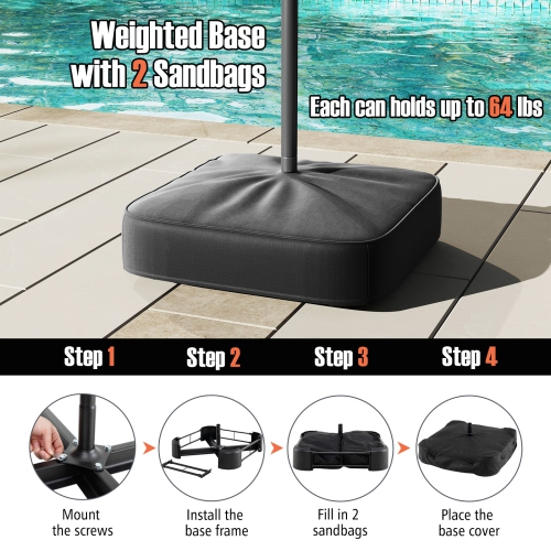 Gymax 13FT Double-sided Patio Umbrella w/ Crank Handle Umbrella Base Safety Lock